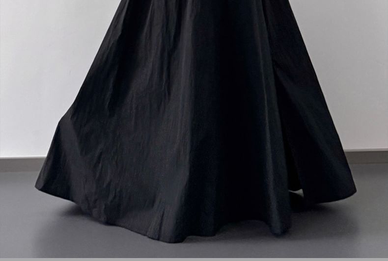 Rise Slit Skirt High Plain Maxi A-Line