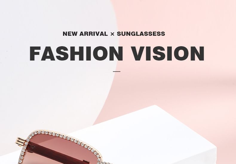 Frame Square Sunglasses Rhinestone