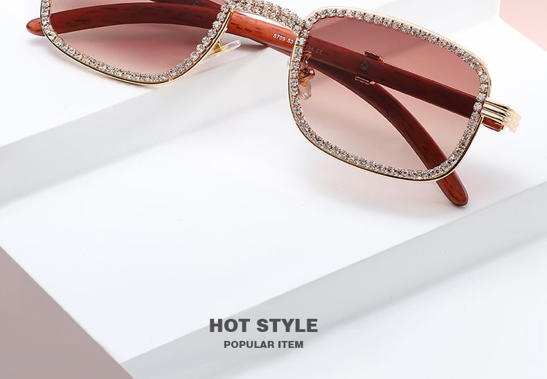Frame Square Sunglasses Rhinestone