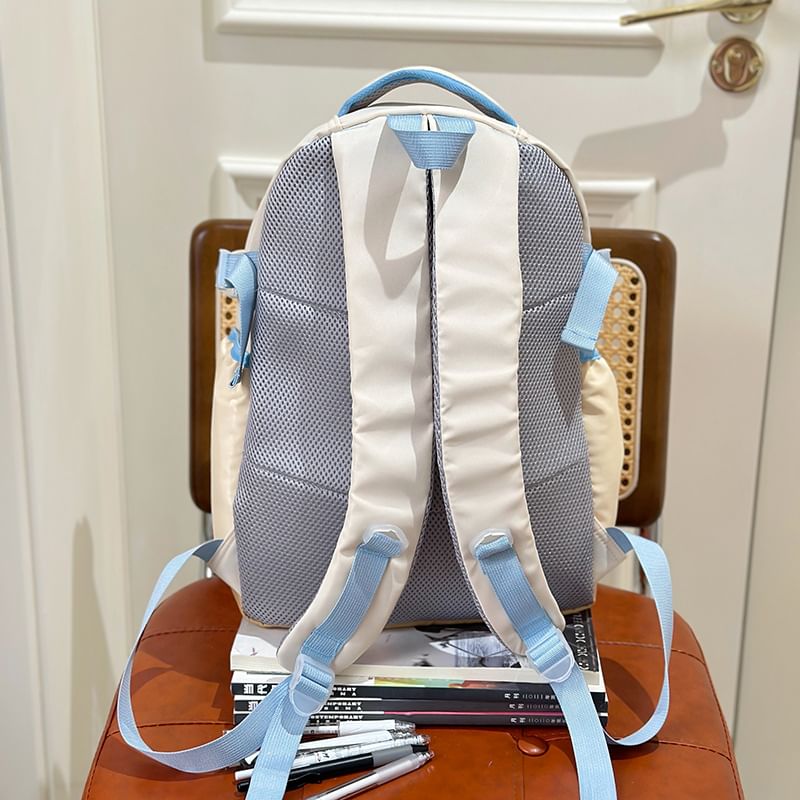 Zip Plaid Panel Backpack