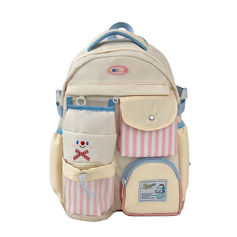 Zip Plaid Panel Backpack