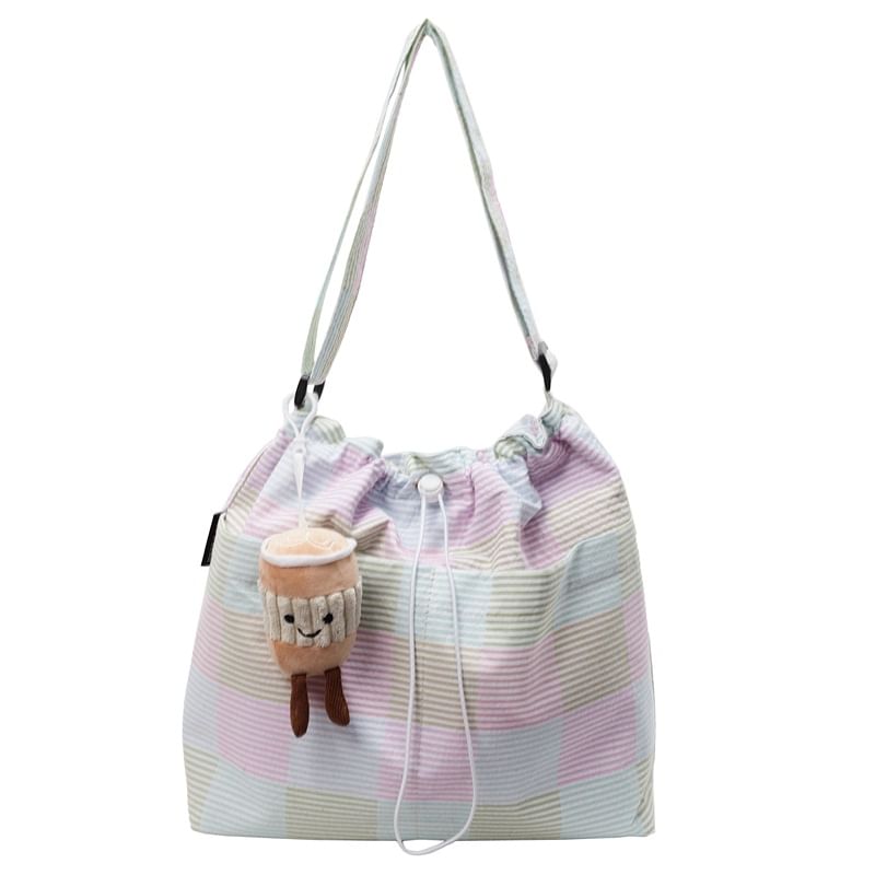 Crossbody Drawstring Bag Plaid