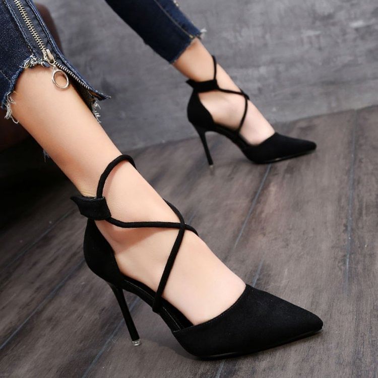 Toe Stiletto Pumps Pointed Strapped