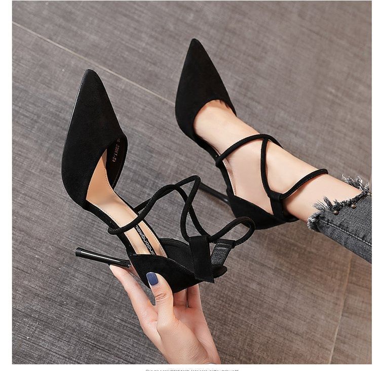 Toe Stiletto Pumps Pointed Strapped