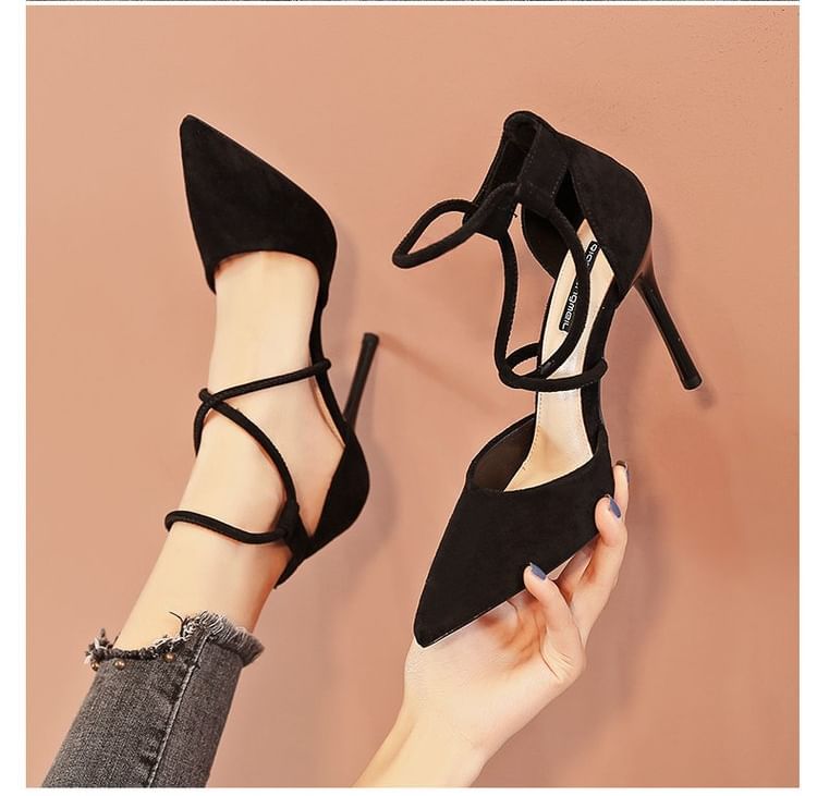Toe Stiletto Pumps Pointed Strapped