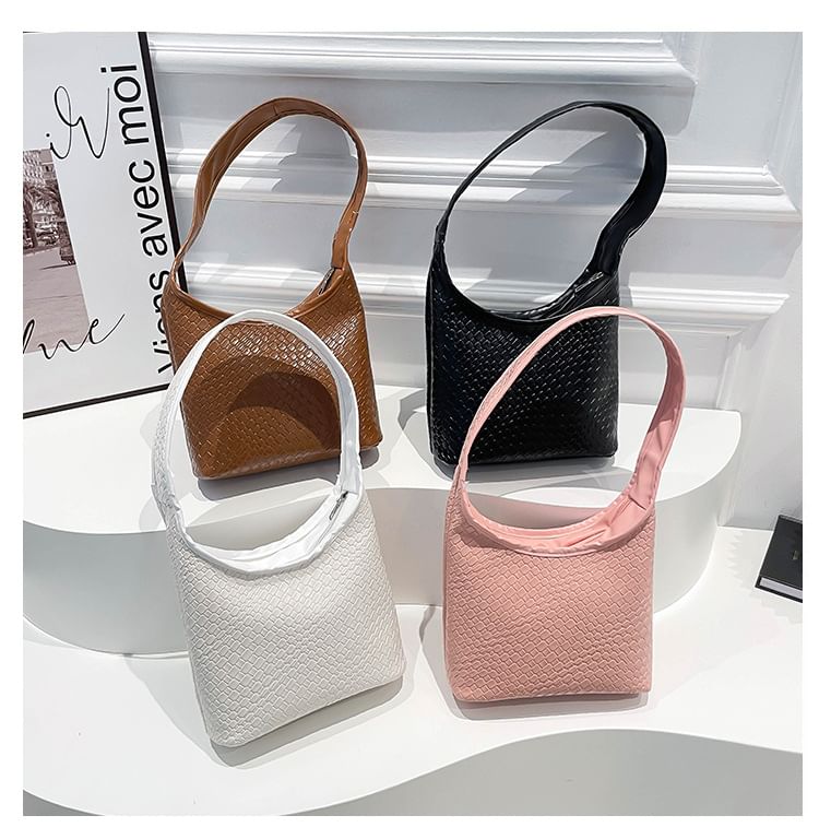 Faux Leather Zip Shoulder Bag
