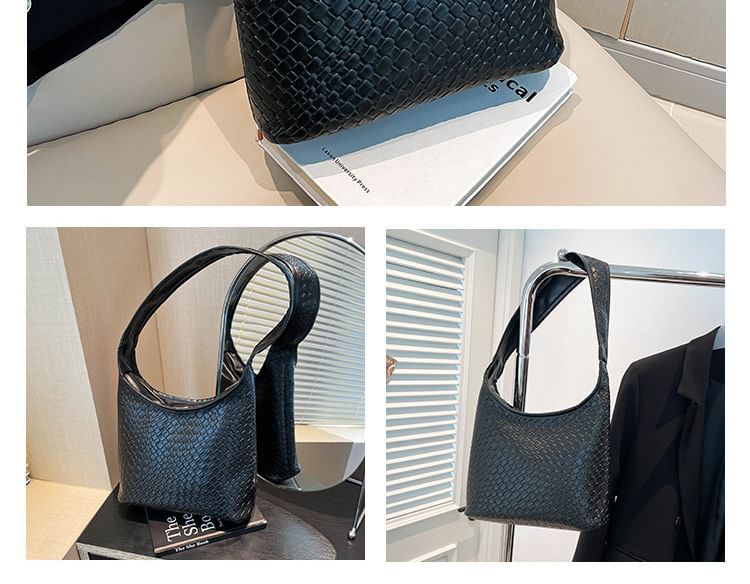 Faux Leather Zip Shoulder Bag