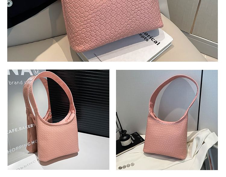 Faux Leather Zip Shoulder Bag