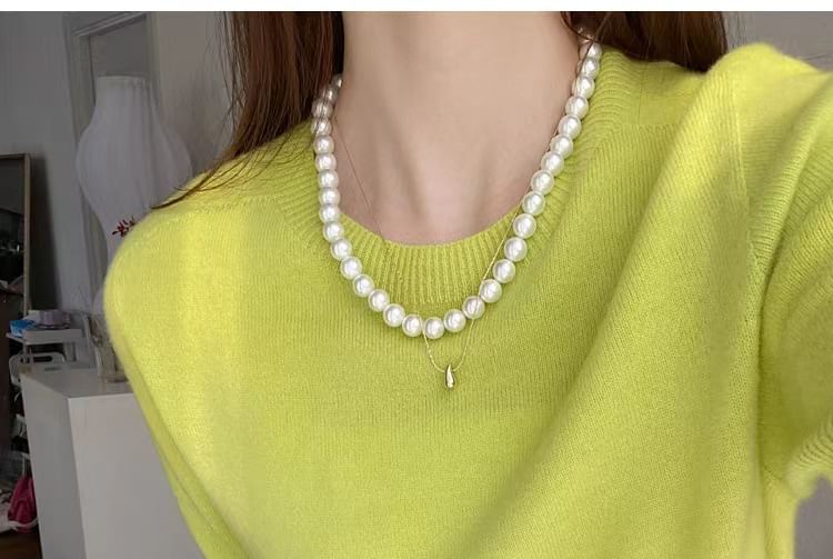 Crew Top Knit Gradient Neck Short-Sleeve