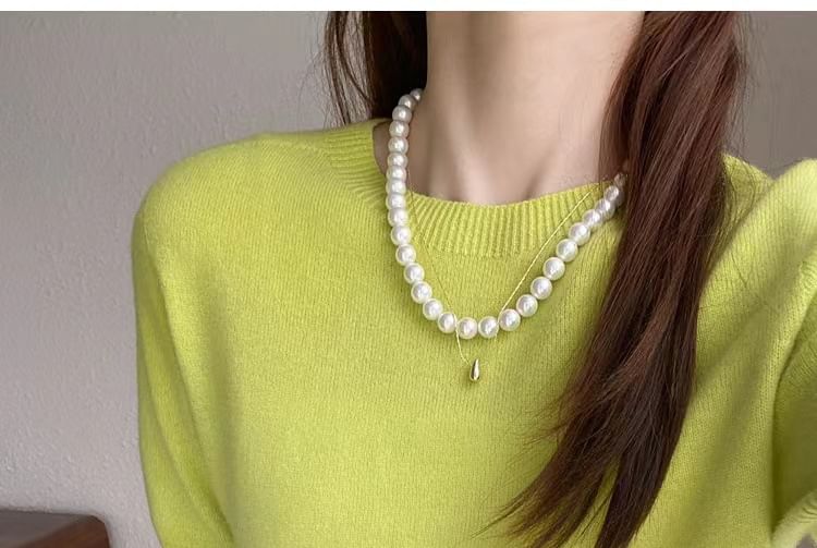 Crew Top Knit Gradient Neck Short-Sleeve