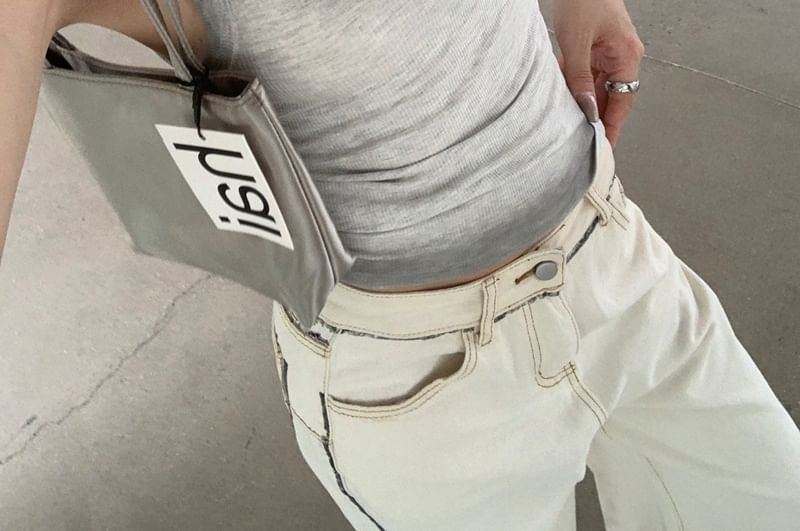 Tank Neck Scoop Gradient Ribbed Slim Fit Top