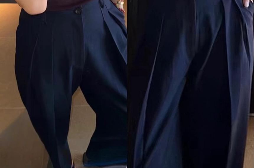 Fit Top Neck Cap-Sleeve Knit Slim Plain Scoop