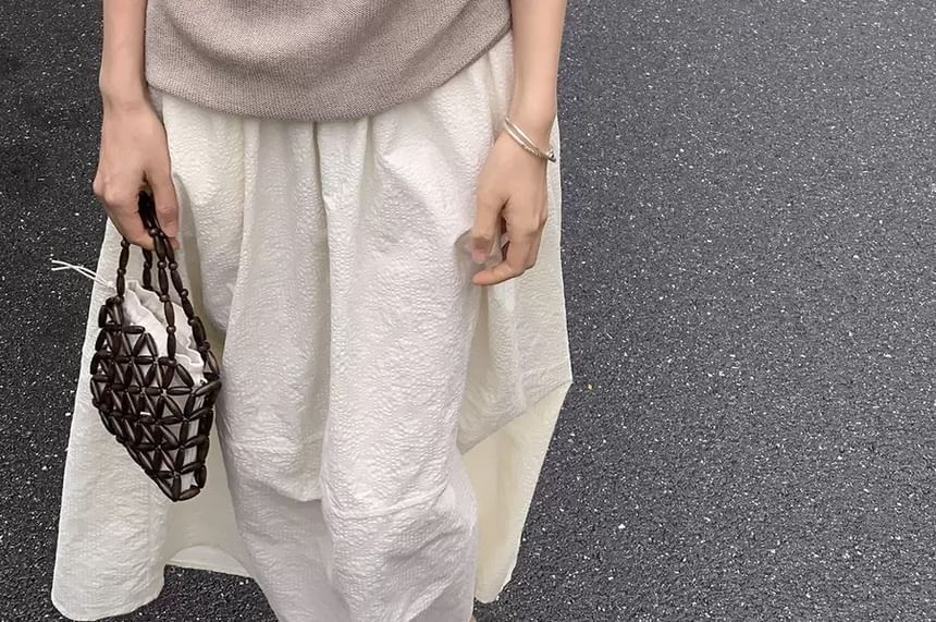 Plain Short-Sleeve Knit Off-Shoulder Top