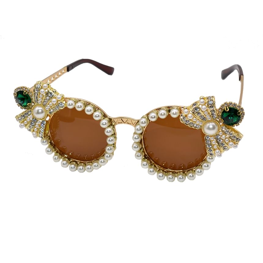 Faux Sunglasses Cat Eye Pearl Rhinestone