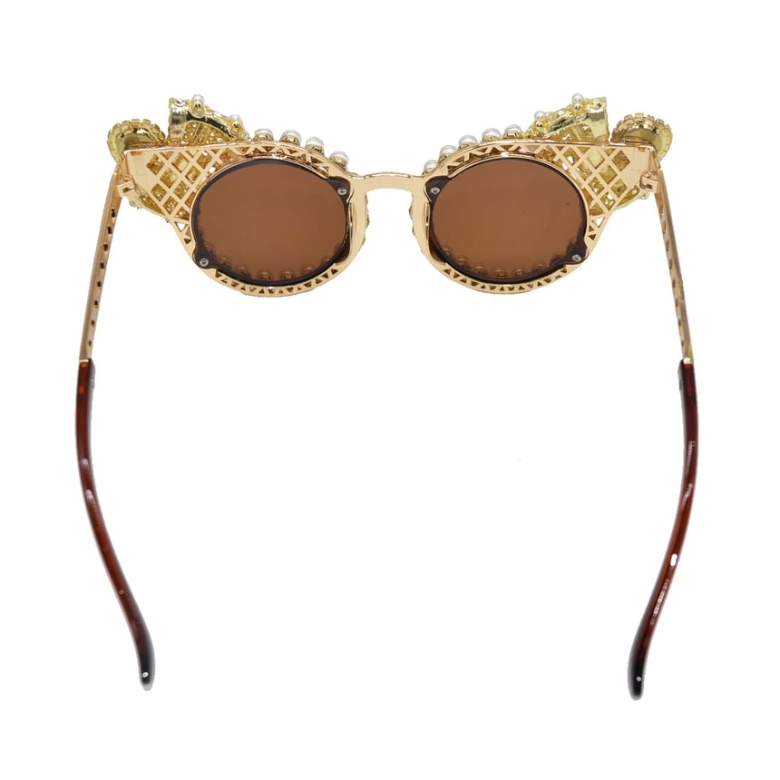 Faux Sunglasses Cat Eye Pearl Rhinestone