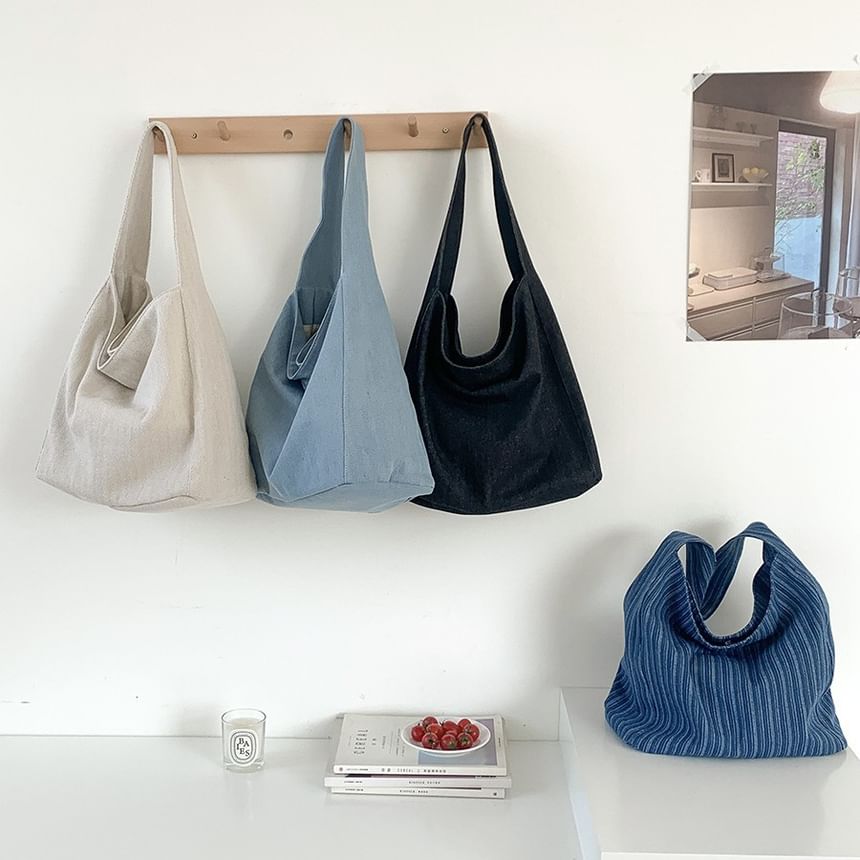Striped Denim Shoulder Bag