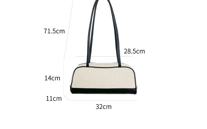 Canvas Contrast Bottom Shoulder Bag