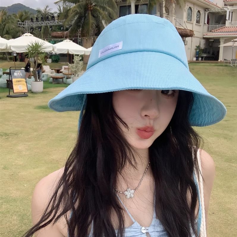 Lettering Hat Striped Sun Applique