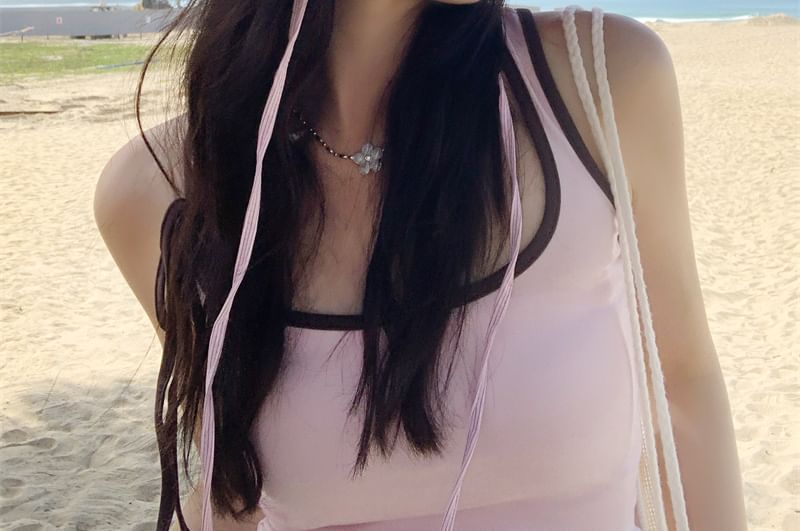 Lettering Hat Striped Sun Applique