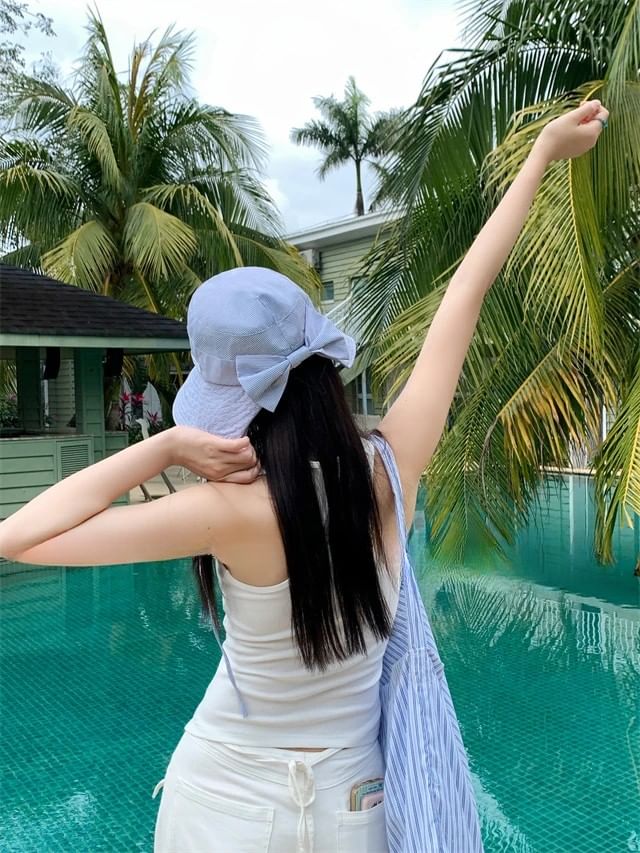 Lettering Hat Striped Sun Applique