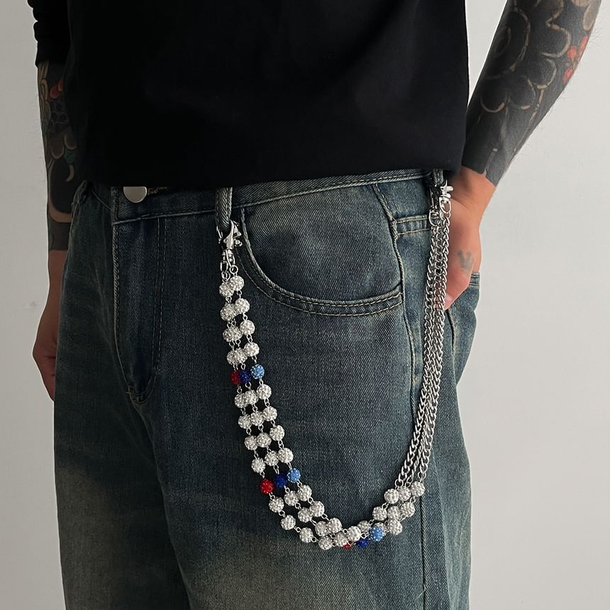 Rhinestone Beaded Layered Waist Chain