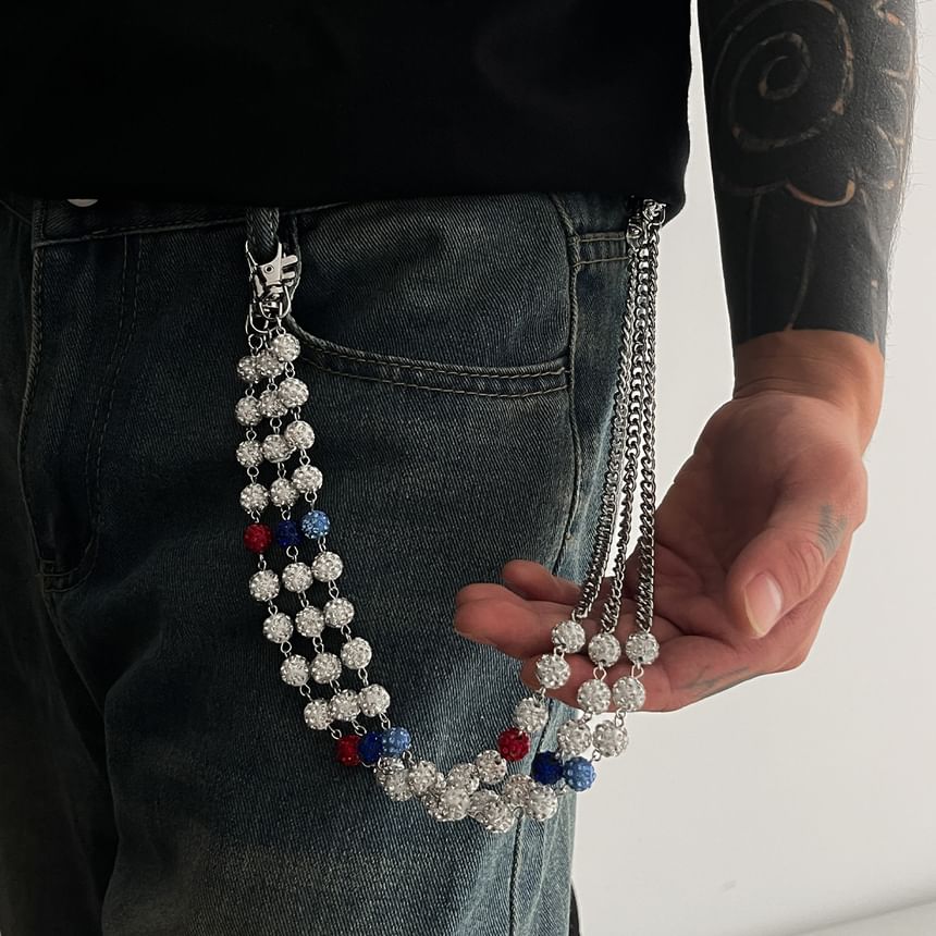 Rhinestone Beaded Layered Waist Chain