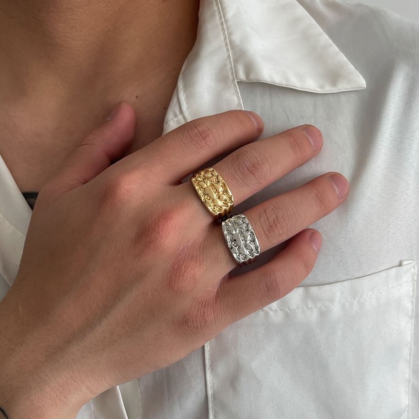 Textured Signet Open Ring