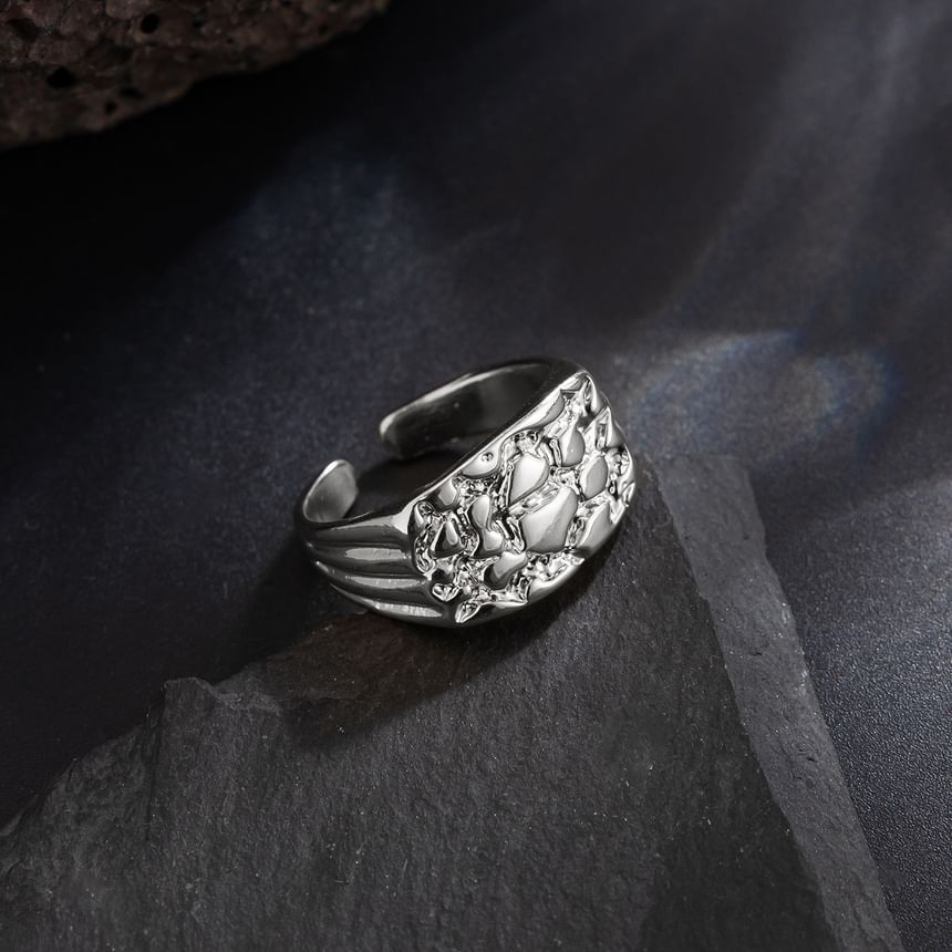 Textured Signet Open Ring