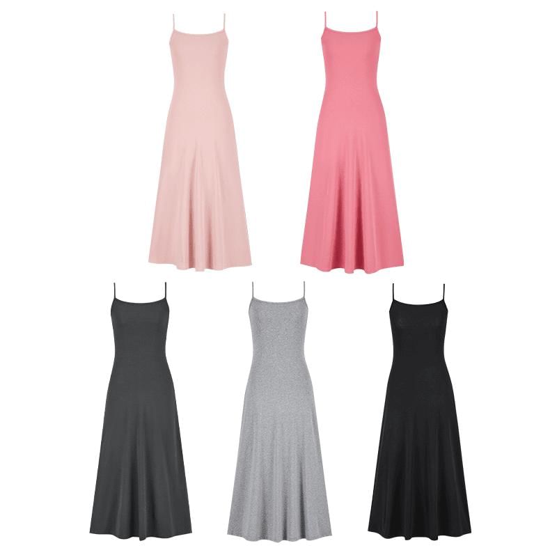 Scoop Neck Spaghetti Strap Plain A-Line Maxi Dress