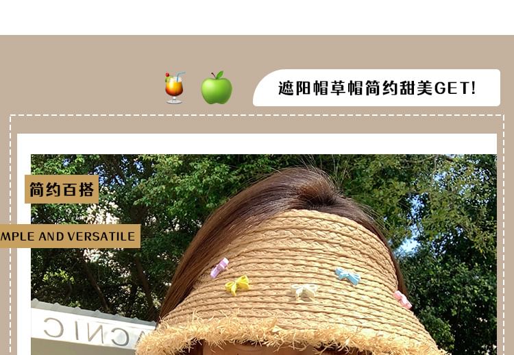 Hat Straw Fringed Sun Bow