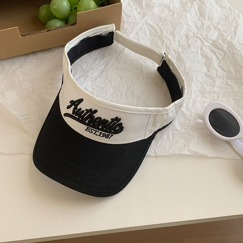 Lettering Embroidered Two-Tone Sun Visor