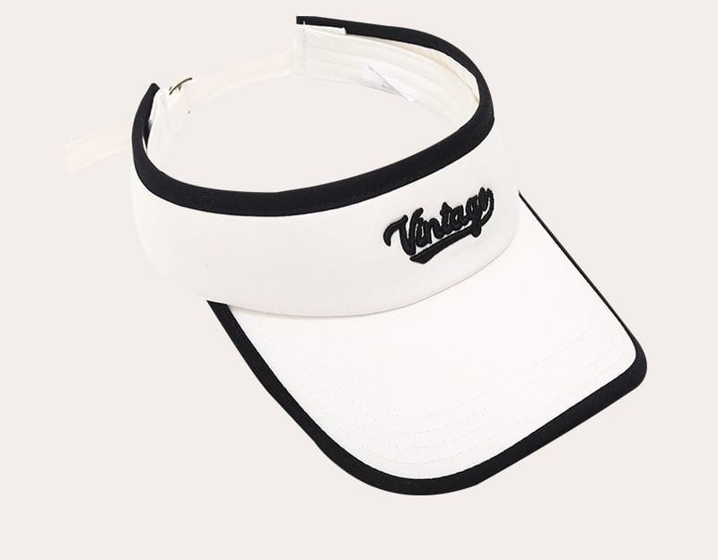 Lettering Piped Embroidered Visor Sun