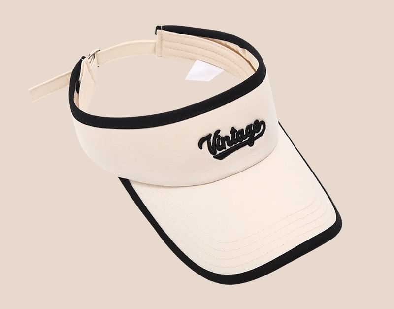 Lettering Piped Embroidered Visor Sun