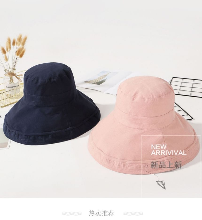 Plaid Plain Double Side Sun Hat