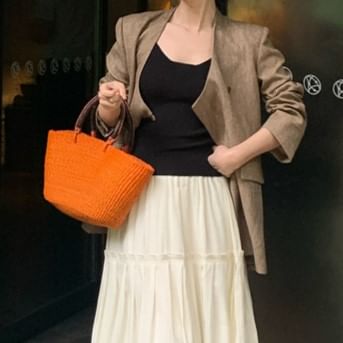 Spaghetti Strap Plain Camisole Scoop Neck Top