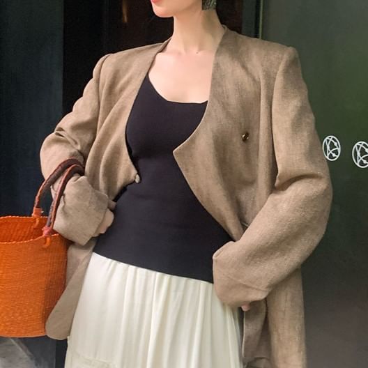 Neck Camisole Plain Top Spaghetti Scoop Strap