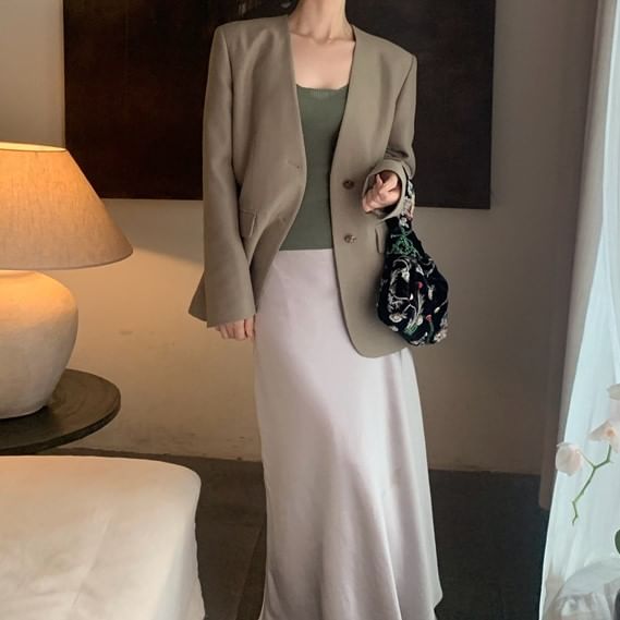 Neck Camisole Plain Top Spaghetti Scoop Strap