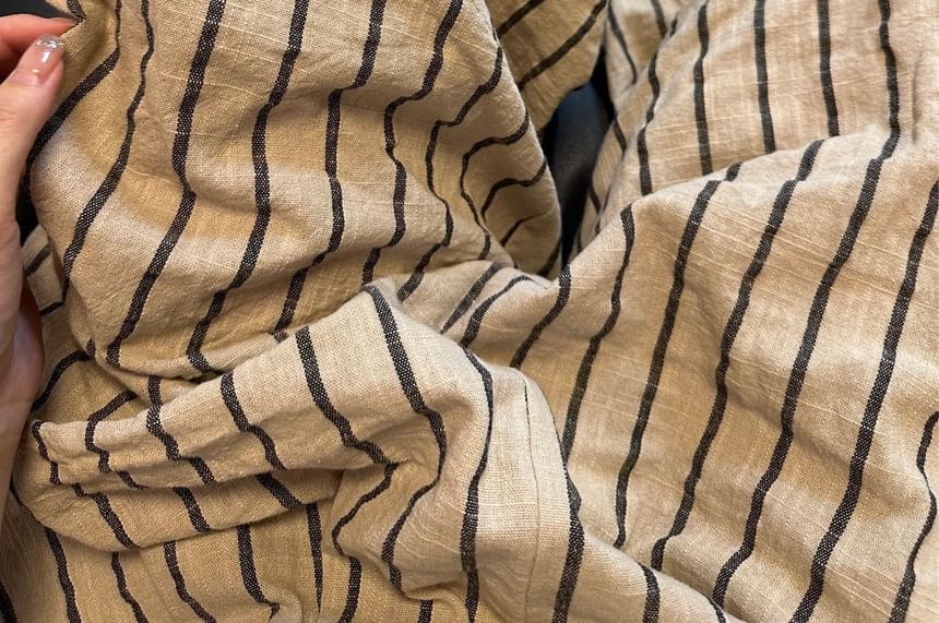 Striped Waist High Plain Pants Wide Leg