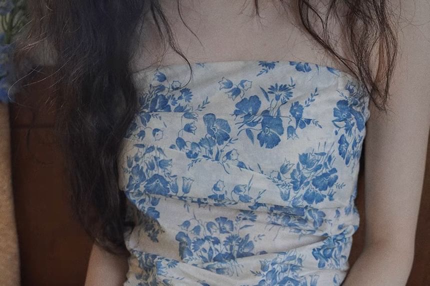 Top Print Tube Sleeveless Floral