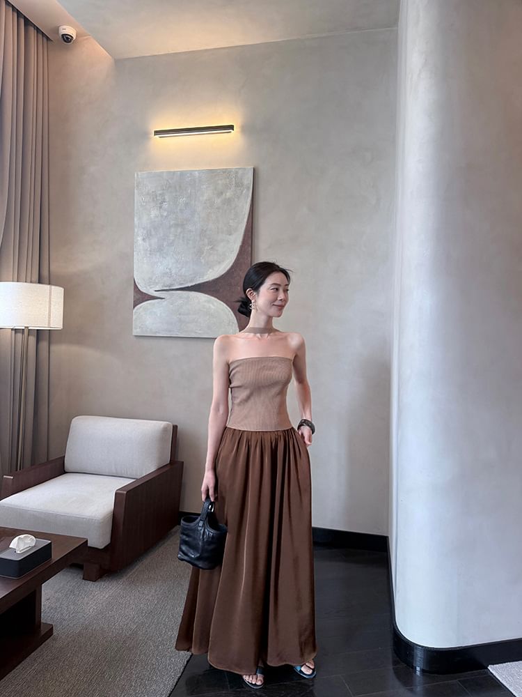 Neck Ribbed Halter Plain Top Knit