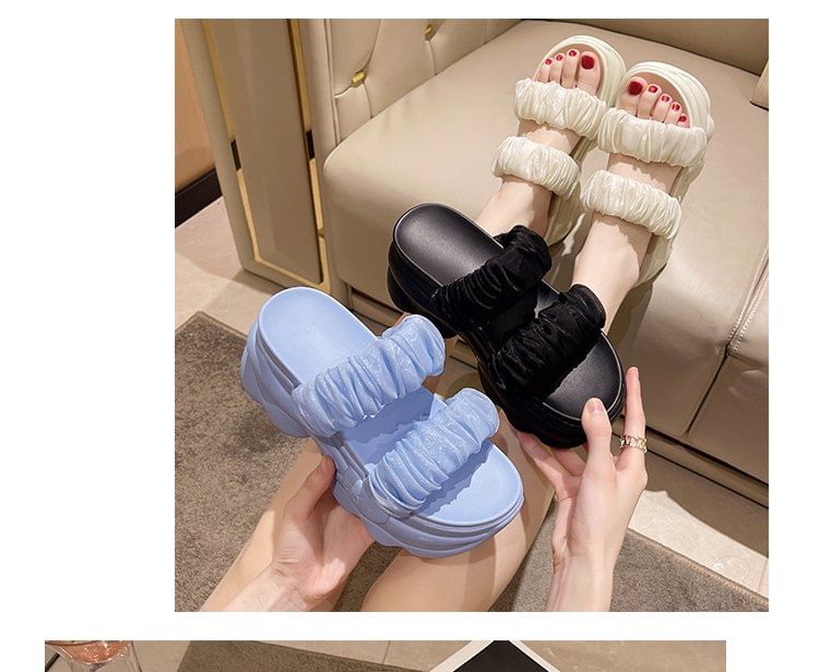 Sandals Platform Ruched Slide