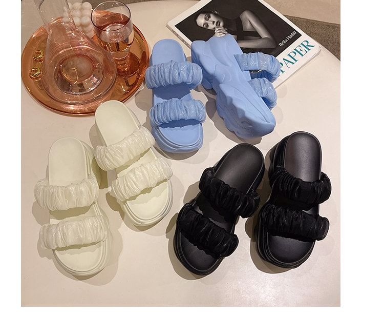 Sandals Platform Ruched Slide