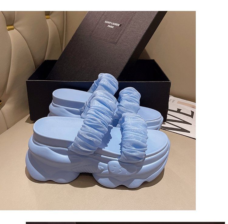 Sandals Platform Ruched Slide