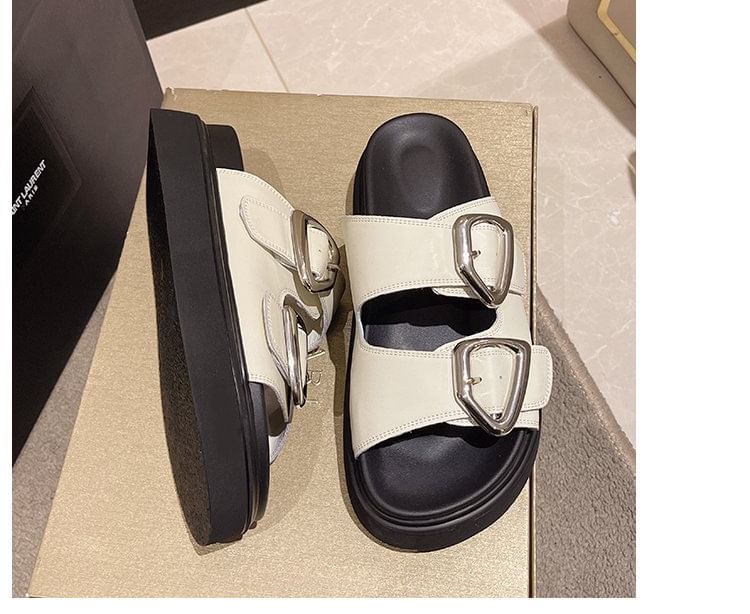 Buckled Platform Sandals Slide