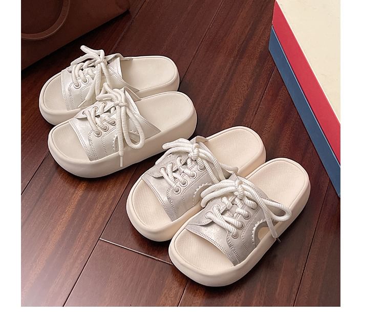 Platform Slide Lace-Up Sandals