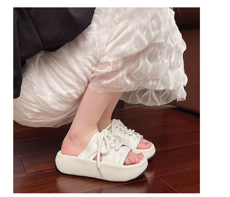 Platform Slide Lace-Up Sandals