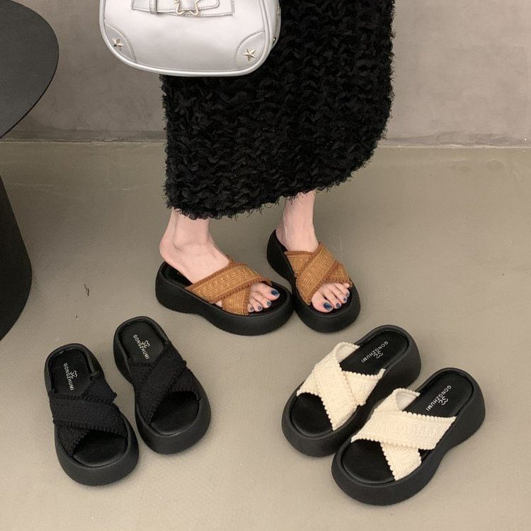 Sandals Cross Platform Slide Strap