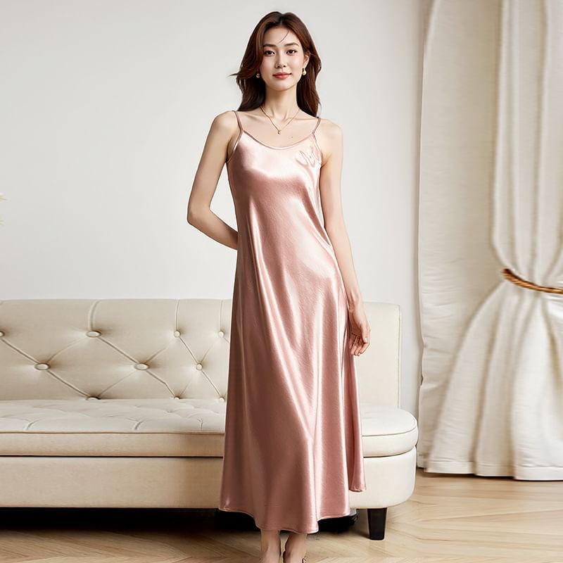 Scoop Neck Spaghetti Strap Plain Maxi Dress