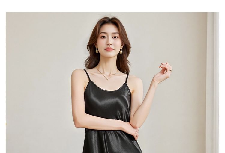 Scoop Neck Spaghetti Strap Plain Maxi Dress