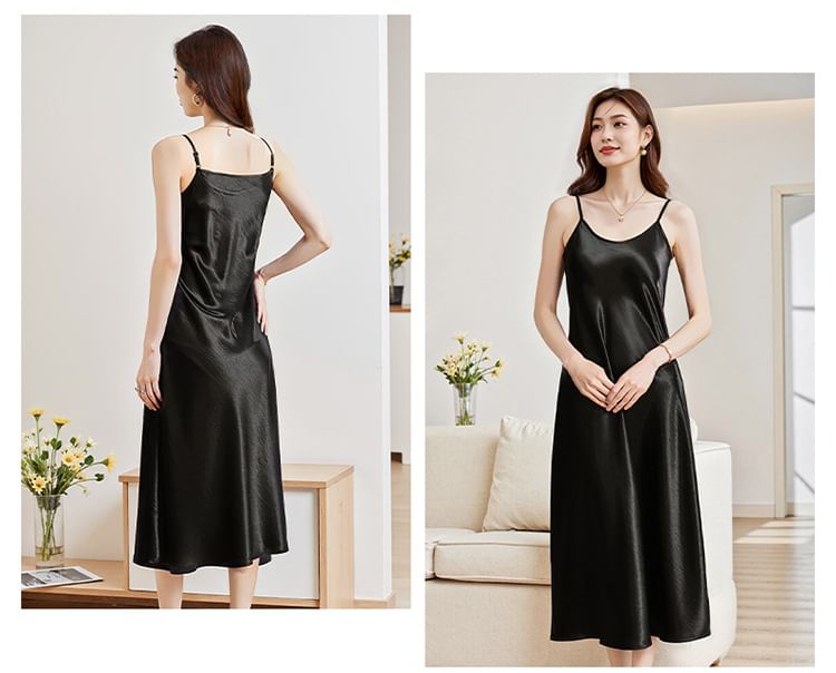Scoop Neck Spaghetti Strap Plain Maxi Dress